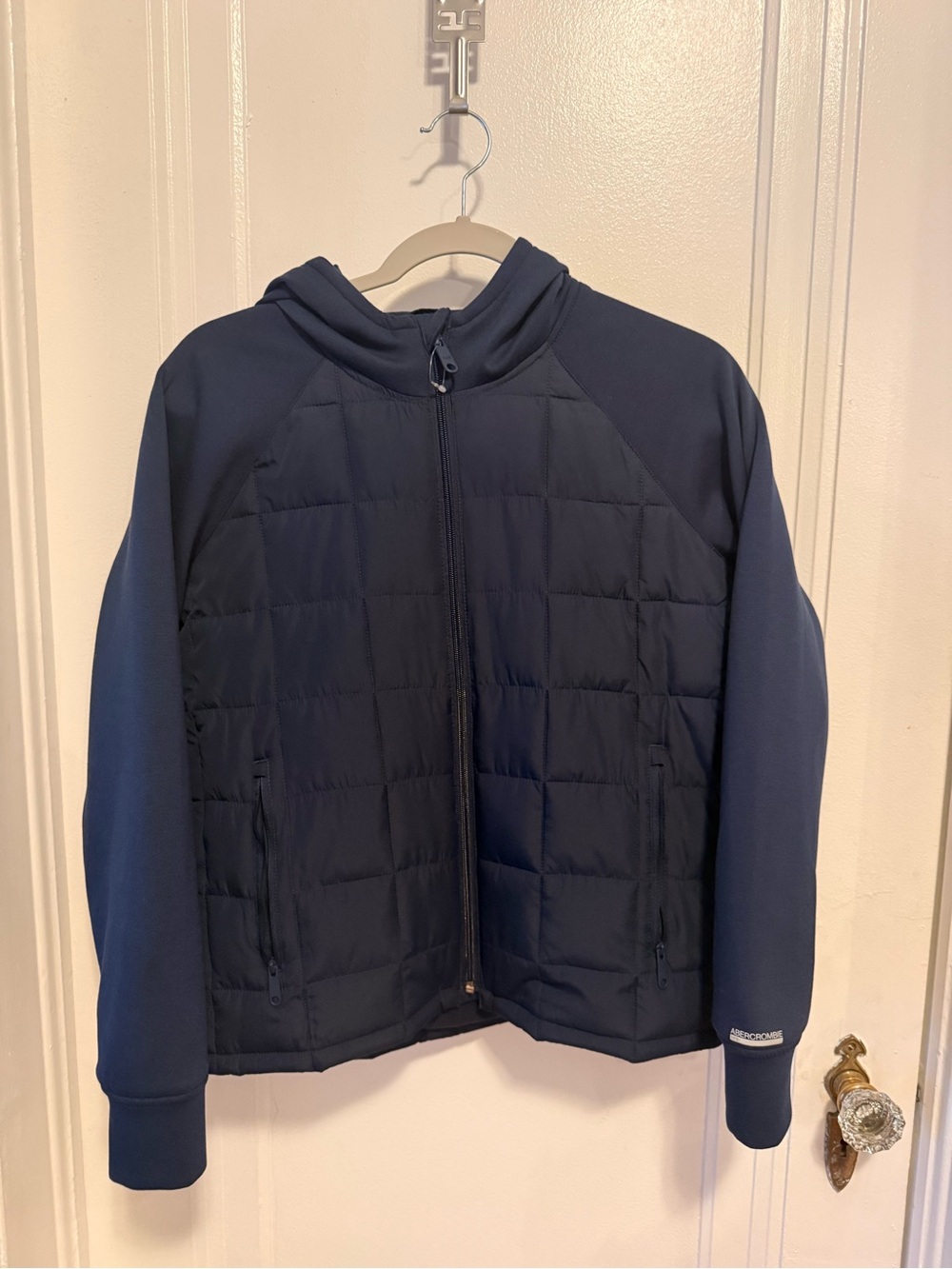 Abercrombie & Fitch Kids Navy Quilted Hooded Puffer Jacket